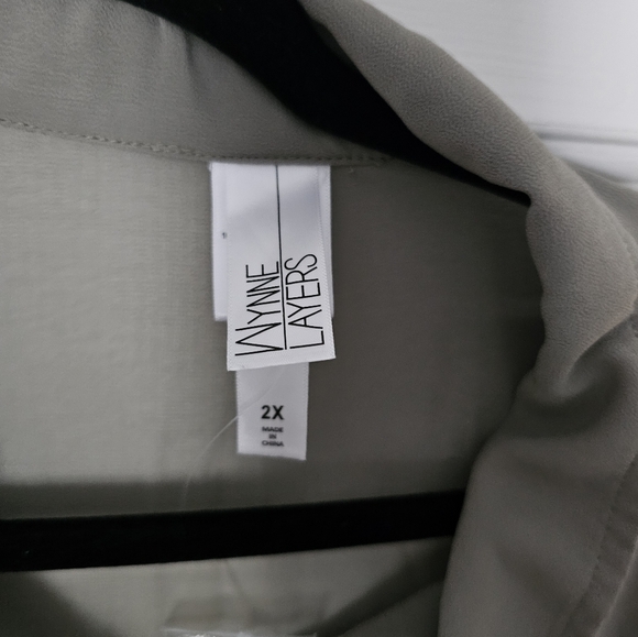 Wynn Layers Womens Light Green Button Front Blouse Size 2X - Picture 3 of 8